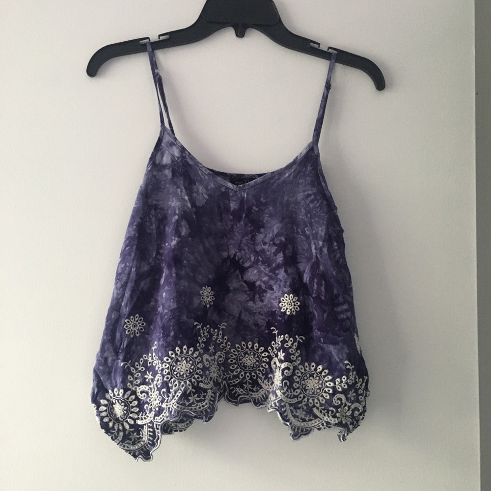 Tie Dye Embroidered Crop Tank